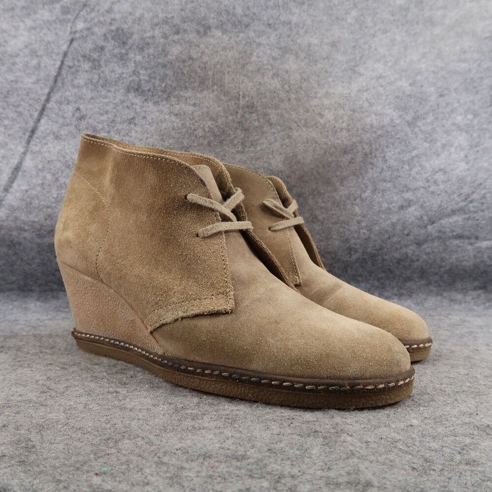 J Crew Shoes Womens 10 Bootie Wedge Chukka Leather Fashion Classic Lace Up Brown